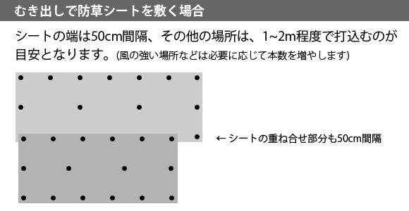 むき出しで防草シートを使用する場合